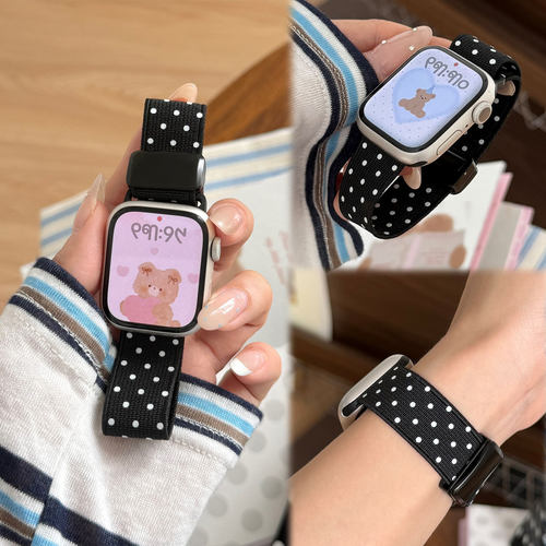 韩系波点针织磁吸扣iwatch表带