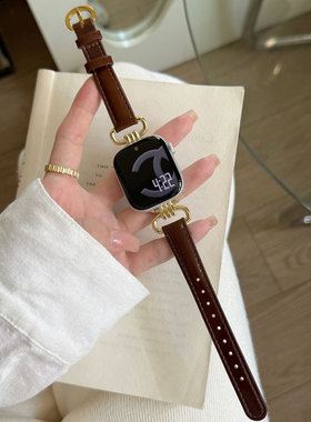 AWin秋冬复古三管接头油皮iwatch细表带适用苹果applewatch678910