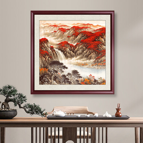 鸿运当头客厅背景墙招财玄关国画