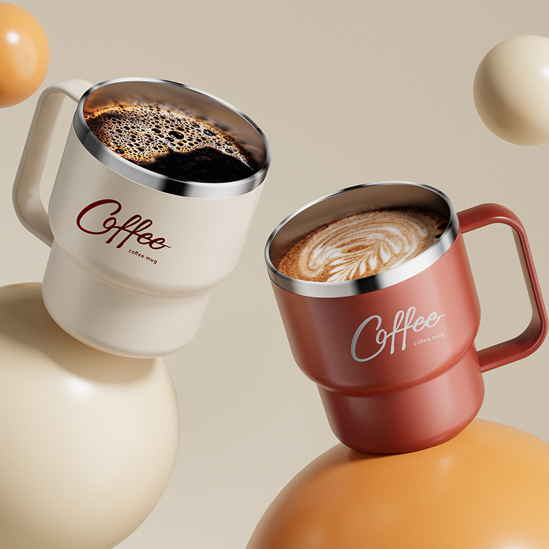 不锈钢马克杯办公室水杯茶杯喝水杯子新款家用带盖男咖啡杯冲泡杯