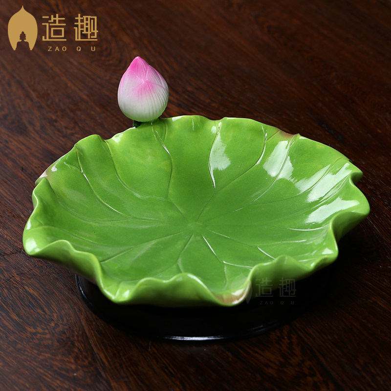 繁曲陶瓷荷叶供盘水果盘家庭供盘招财进贡水果盘佛果盘前供盘水果