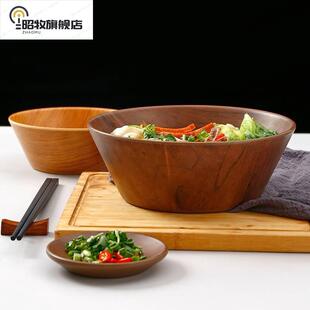 吃面条专用碗家用木碗大号米饭碗水果沙拉木碗日式复古风厨房餐具