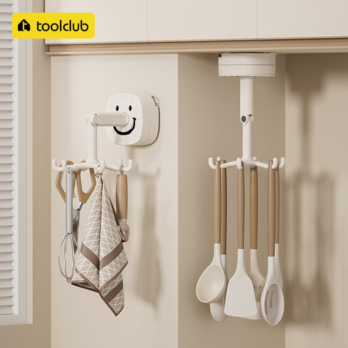 厨房免打孔六爪吸盘旋转挂钩