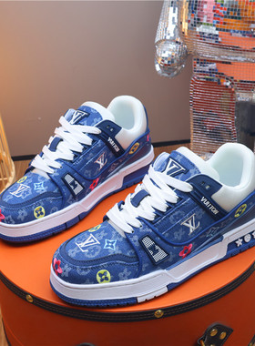 港风小众拼色低帮板鞋ins潮超火百搭情侣帆布鞋刺绣休闲运动鞋男