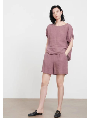 巧珀思｜近江晒布自然皱轻薄亚麻直筒舒适休闲阔腿短裤17431