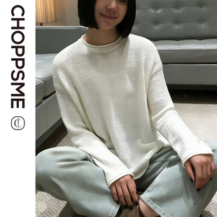 巧珀思｜27546莱赛尔真丝棉米粒纹编织工艺自然卷边针织上衣