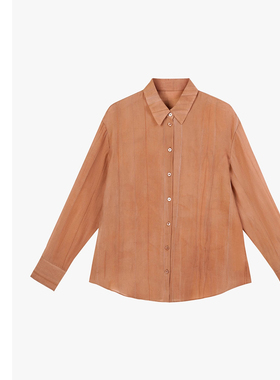 巧珀思｜时尚气质手工扎染条纹薄纱衬衫松弛长袖透气上衣17708