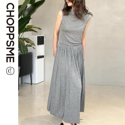 天丝羊毛套装无袖上衣百褶长裙