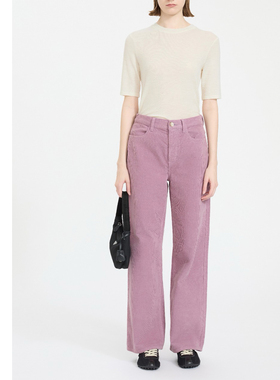 巧珀思｜22172秋冬天然棉灯芯绒宽松条绒阔腿裤高腰直筒休闲长裤