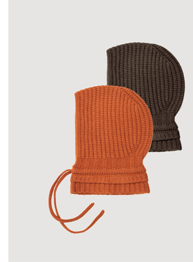 巧珀思｜19591牦牛绒羊毛巴拉克拉法帽针织抽绳帽保暖套头帽围脖