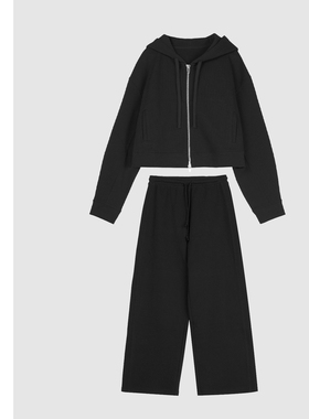 巧珀思｜24650/24649双面针织套装拉链连帽卫衣+微茧型卫裤