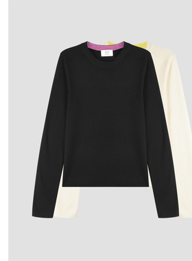 巧珀思｜JCLP76332匠心撞色内领 60支18针四平针美利奴羊毛打底衫