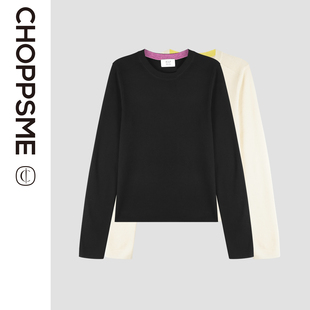 巧珀思｜JCLP76332匠心撞色内领 60支18针四平针美利奴羊毛打底衫