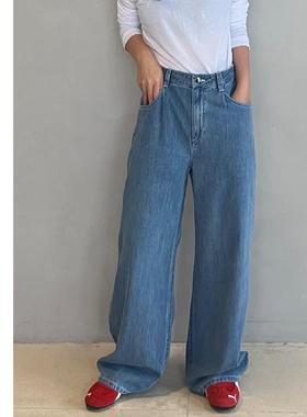 巧珀思｜2025春夏新款 轻薄土耳其纯棉刺绣高腰直筒裤牛仔裤15117