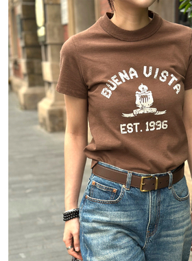 巧珀思｜云朵感柔软舒服纯棉磨破做旧字母印花圆领短袖T恤22164