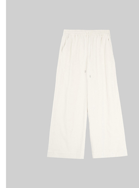 巧珀思｜22618内加绒柔软绒面聚酯阔腿裤抽绳松紧高腰休闲长裤