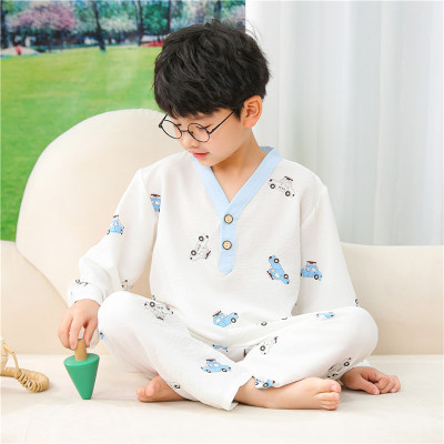 2025新款儿童家居服套装男女童宽松薄款云朵棉睡衣宝宝空调服