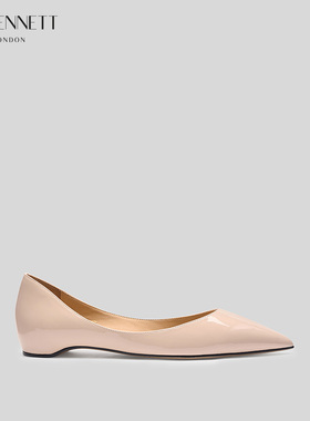 LK BENNETT裸色漆皮平底鞋女2025年秋新款真皮浅口尖头优雅静奢