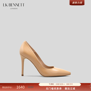 经典 时尚 2024年秋新款 漆皮浅口细跟 BENNETT裸色尖头高跟鞋