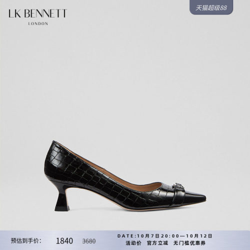 LK黑色牛皮高跟鞋女2025年秋新款