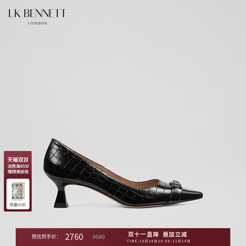 LK黑色牛皮高跟鞋女2025年秋新款