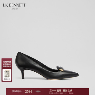 5cm 浅口气质真皮单鞋 lkbennett黑色尖头细跟高跟鞋 女2025年春新款