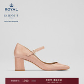 BENNETT 赛马会款 粉色玛丽珍单鞋 2025年春新款 方头6cm粗跟