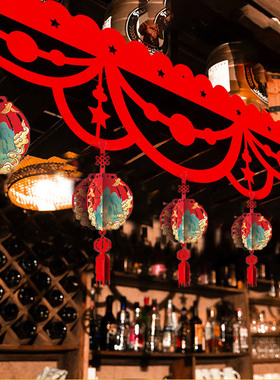 2026新年店铺开业横彩门楣门头装饰挂件室内场景布置商场超市活动