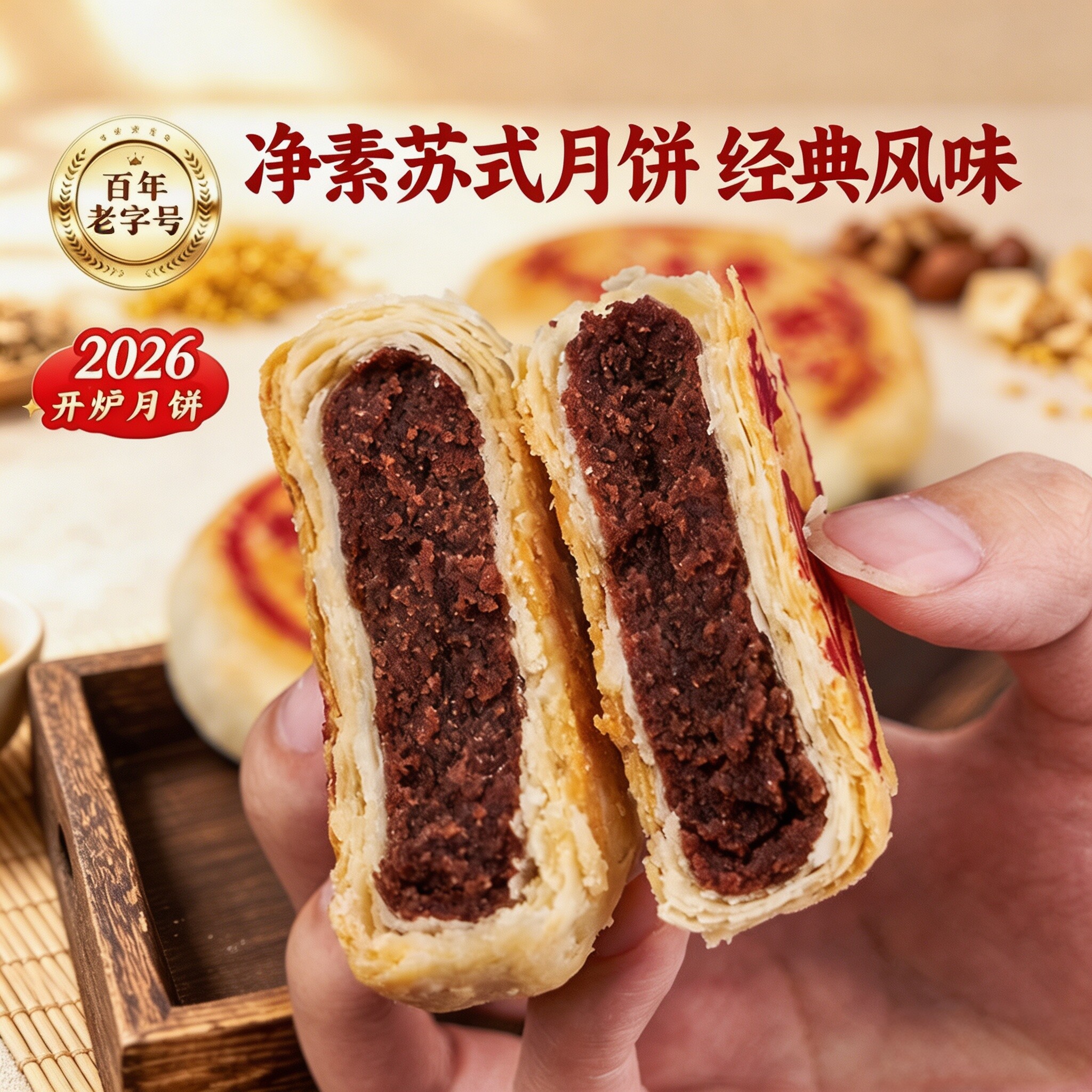 乔家栅苏式月饼多口味散装上海老字号传统中秋净素酥饼椒盐百果仁