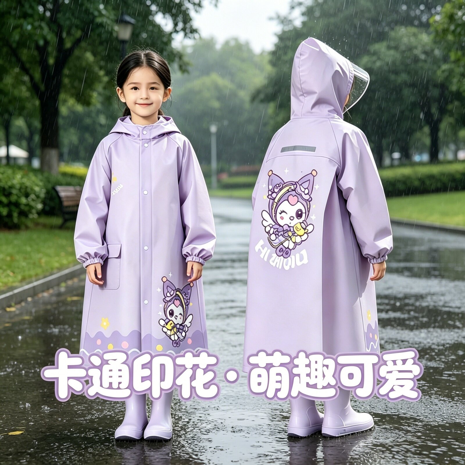 2026新款儿童雨衣女童男孩带书包位小学生专用宝宝可爱防暴雨长款
