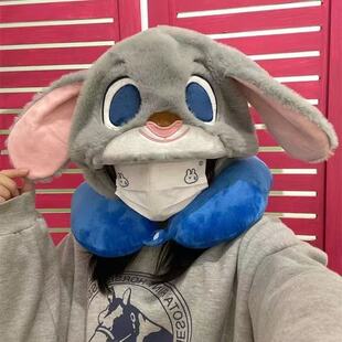 朱迪尼克U型枕连帽护颈枕午睡枕旅行遮光高铁坐车出差带帽子枕头