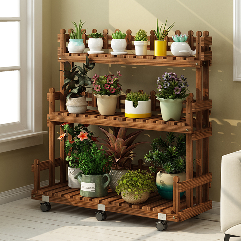 花架子客厅落地式实木阶梯花架置物架阳台户外庭院多肉植物摆放架