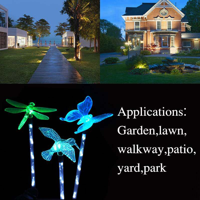 waterproof 1set 3pcs solar butterfly dragonfly bird solar li