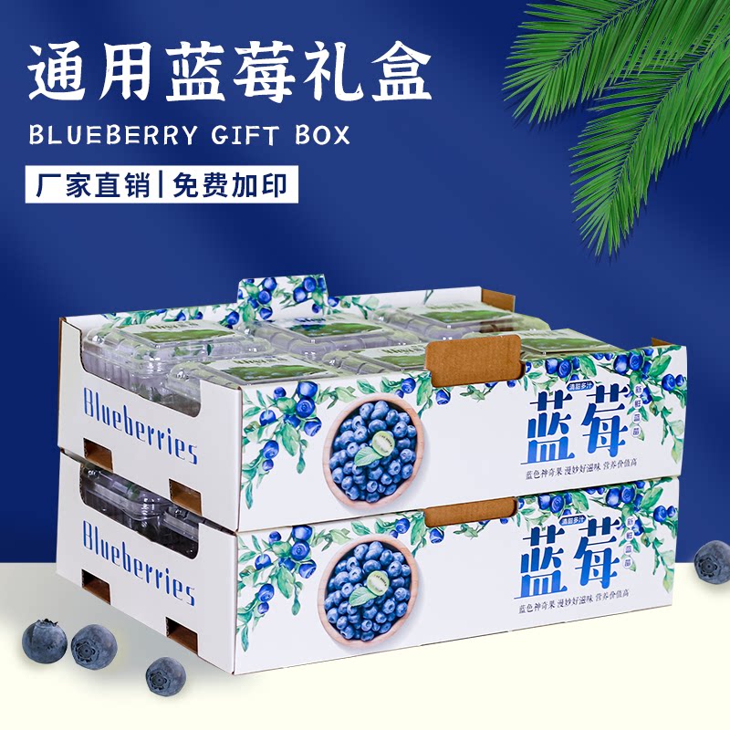 蓝莓托盒通用蓝莓包装盒蓝莓大果礼品盒空盒现货定制高档托盒