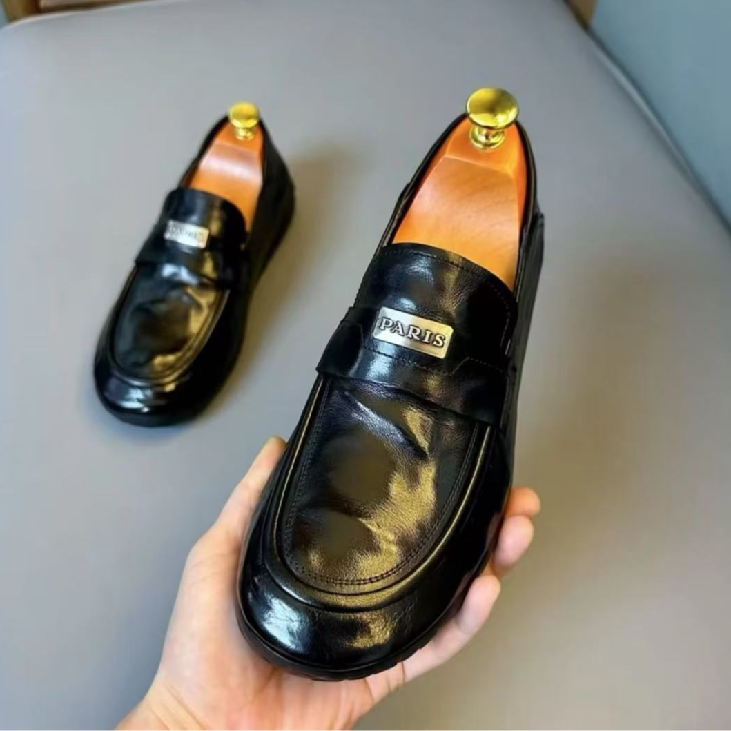 广州早春新男鞋商务休闲软底芒果水抓牛皮无胶豆豆鞋皮鞋71231-21