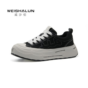 陈都灵同款2025年重奏系列 厚底复古帆布鞋男女板鞋小脏鞋白