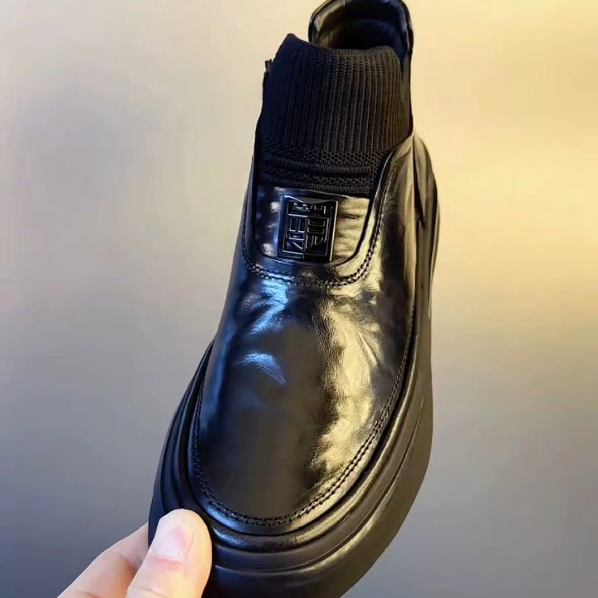 秋冬季新品纯皮加绒保暖休闲舒适男鞋商务欧货时尚百搭帅气