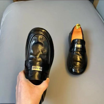 广州早春新男鞋商务休闲软底芒果水抓牛皮无胶豆豆鞋皮鞋71231-21