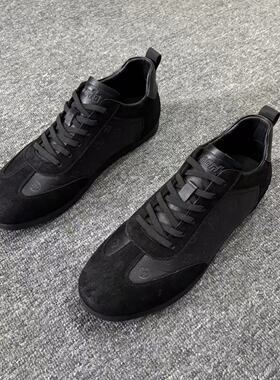 广州新款秋季男士运动时尚百搭牛皮系弹力鞋带板鞋休闲鞋25072NRX