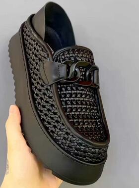 5516-8新品男士纯皮编织网孔凉鞋休闲舒适男鞋帅气范潮高级感欧货