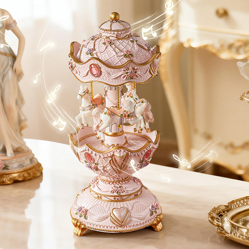 旋转木马音乐盒八音盒送女生高级感生日礼物儿童七夕情人节摆件
