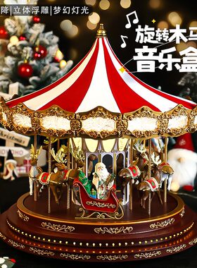 美国Mr.christmas音乐盒八音盒旋转木马送女生女友生日圣诞节礼物