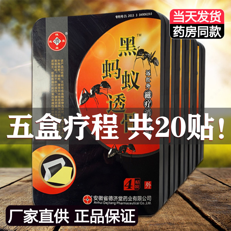 5盒装正品黑蚂蚁透骨贴远红外磁疗贴颈肩腰腿膝盖关节贴德济堂