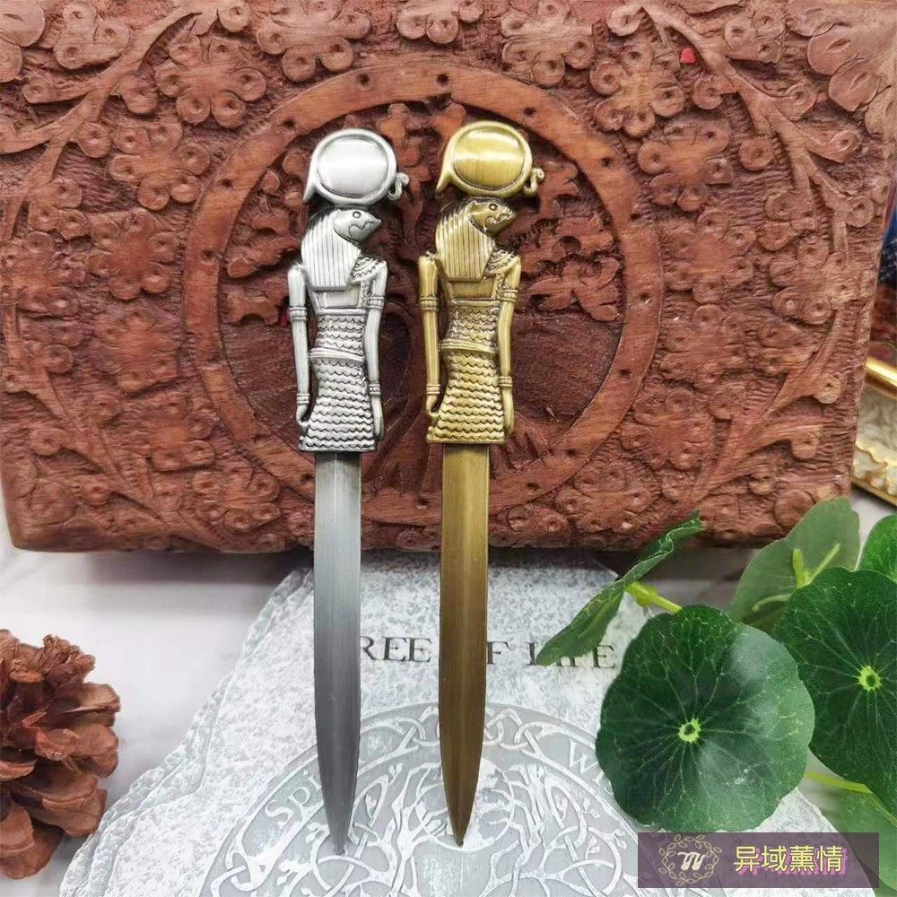 고대 이집트 편지 오프너 금속 종이 칼 열린 문서 열린 봉투 가장자리가 없는 파라오 편지 오프너 장식품 태양신