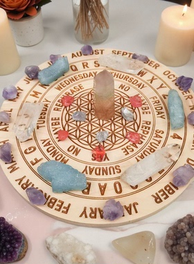 木制雕刻水晶网格盘圆形盘