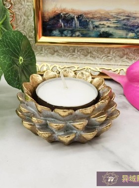 树脂松果造型杯蜡烛台