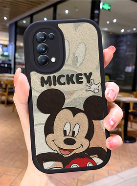 小羊皮米奇适用opporeno6手机壳opρoreno5pro新款0pporeno4opp0ren02女opreno3reon5k opop8poop7oppi oppe