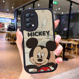 小羊皮米奇适用opporeno6手机壳opρoreno5pro新款0pporeno4opp0ren02女opreno3reon5k opop8poop7oppi oppe