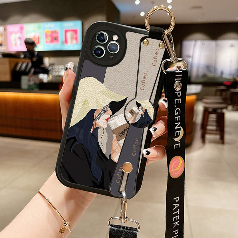 小羊皮女孩适用苹果15promax手机壳iphone12pro套16e带挂绳11全包8plus硅胶13新款14x8p7xs6s女xr软17air防摔