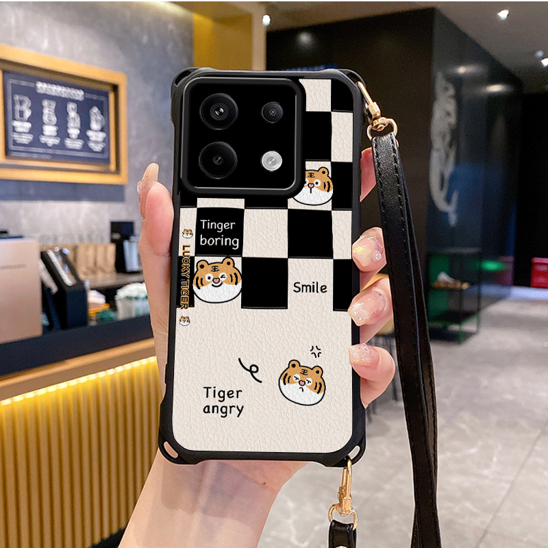 棋盘适用小米红米note13pro手机壳note12Turbo4套11Tpro新款10t+k80斜跨K70至尊版挂绳60全包50新品40s潮14